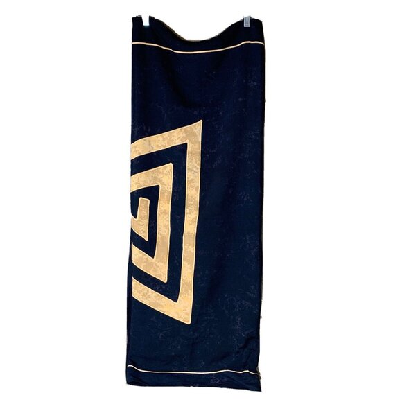 Scarf Wrap Black Tan Batik Tie-Dye W/Tan Triangle Cotton Feel Fabric 64" X 44" - Picture 1 of 6
